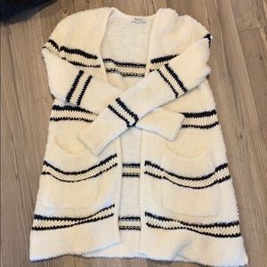 White madewell sweater with striped accent
